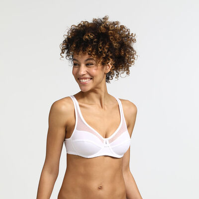 Generous Organic Cotton Dim underwire push-up bra in white, , DIM