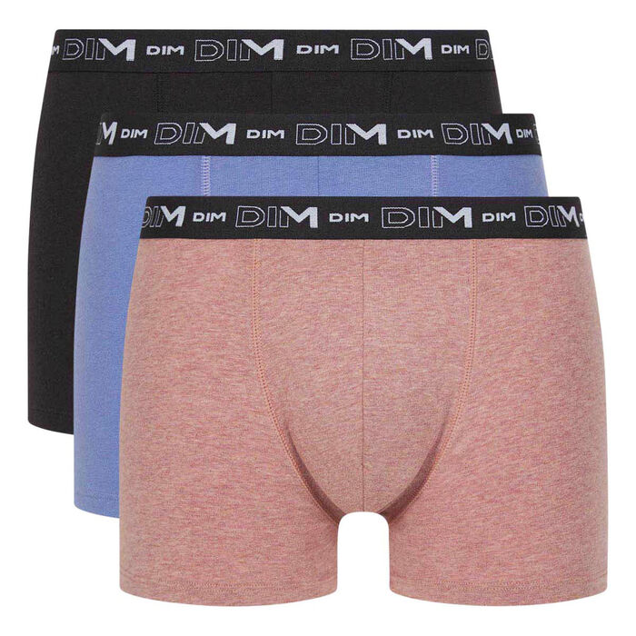 Pack of 3 men's cotton stretch nude blue black graphic waistband boxers, , DIM