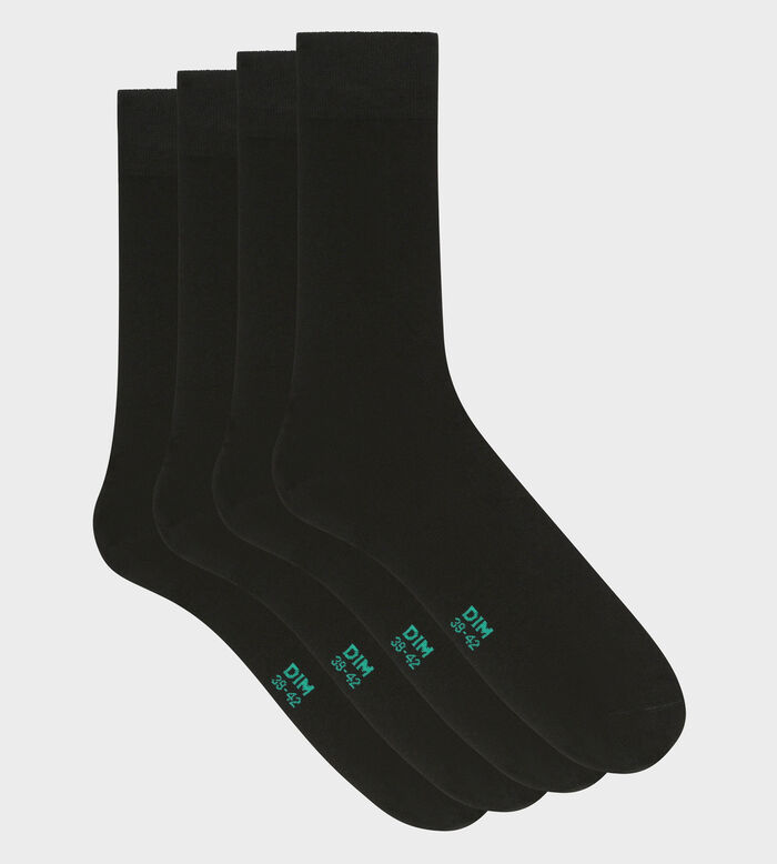 Pack de 2 pares de calcetines altos para hombre de algodón orgánico Negro Dim Good, , DIM