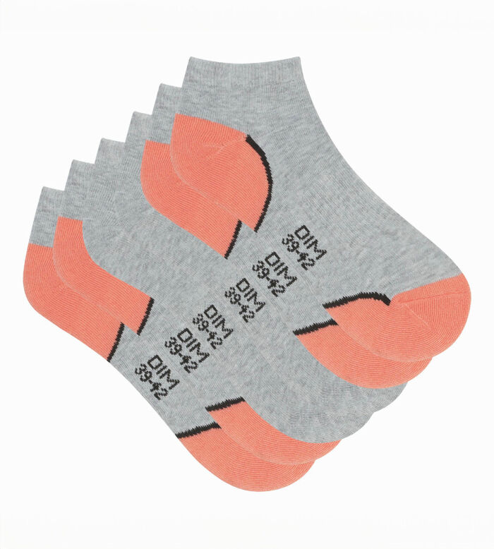 Pack of 3 pairs of light impact women's socks Coral grey Dim Sport, , DIM