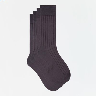 2 pack men's socks in anthracite grey Scottish yarn, , DIM