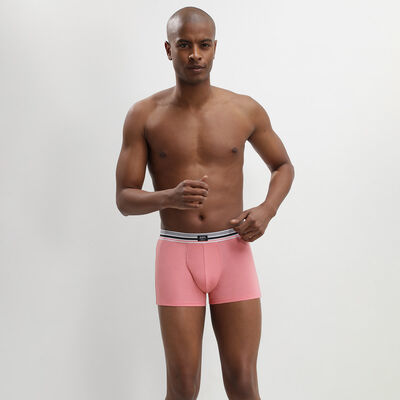 Dim Smart men's ribbed modal cotton pink boxers, , DIM