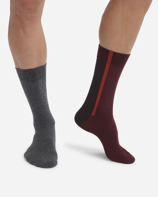 Набор из 2-х пар мужских носков с цветными вставками Burgundy Cotton Style, , DIM