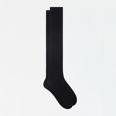 Men's black long socks made of Scottish mercerized cotton yarn, , DIM