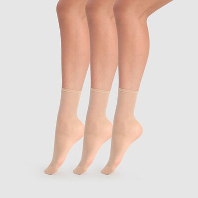Juego de 3 calcetines cortos transparentes capri Beauty Resist 20D, , DIM