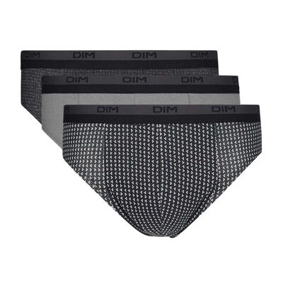 Набор 3 шт.: мужские хлопковые слипы серого цвета с кубическим принтом Dim Cotton Print, , DIM