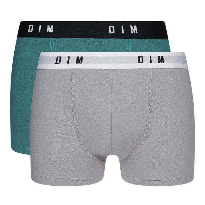 Dim Originals Pack of 2 men's boxers in stretch cotton  in steel emerald green, , DIM