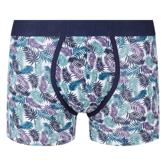 Mix and Fancy stretch cotton trunks in palm tree print with contrast stitching, , DIM