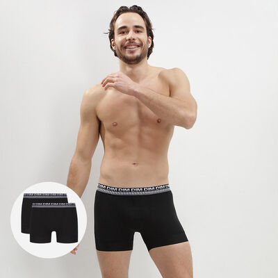 2er-Pack schwarze Boxershorts mit PowerGrip Beinabschluss - Stay & Fit, , DIM