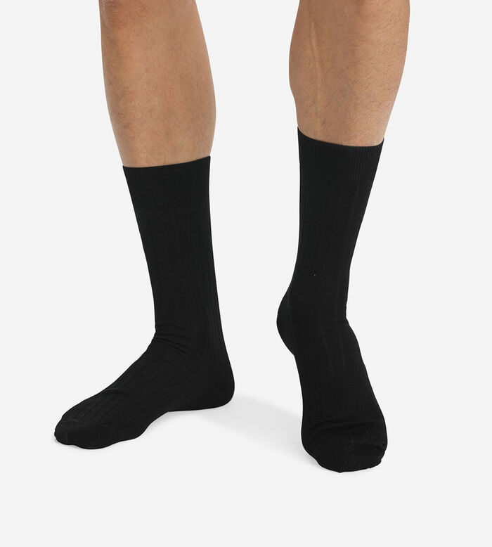 Комплект из 2 пар черных мужских носков из фильдекоса, , DIM