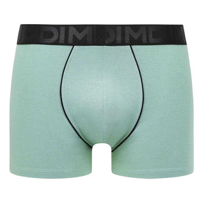 Men's Celadon Blue Dim Classic modal cotton boxer shorts featuring a black waistband, , DIM