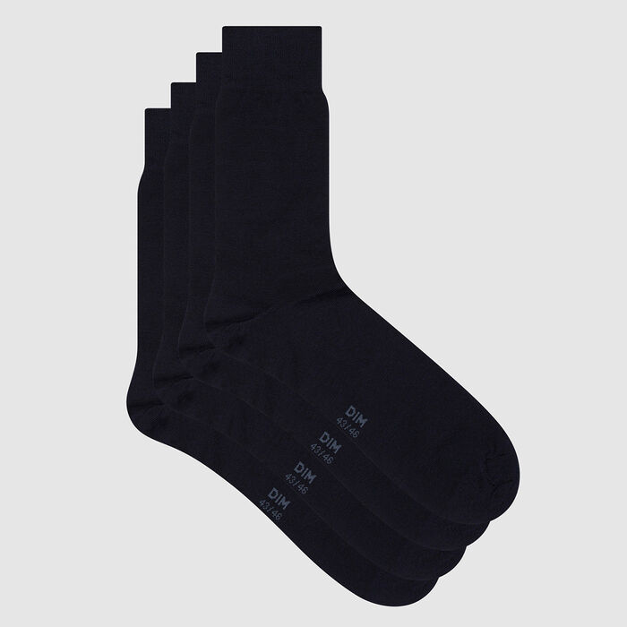 Dim pack of 2 pairs of mercerized cotton socks in Navy Blue Scottish Thread, , DIM
