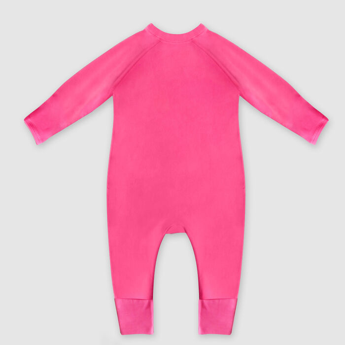 Rosaner Baby-Pyjama mit Reißverschluss und Sonnen- und Herzchen-Druck aus Bio-Baumwolle, , DIM