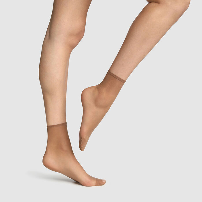 Комплект из 2 пар коротких носков Sublim 14D оттенка газель с радужным блеском, , DIM