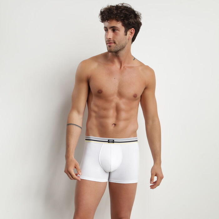 Dim Smart Men's modal cotton boxer shorts with striped waistband White, , DIM