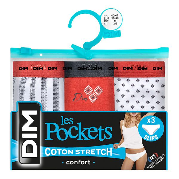Les Pockets Pack of 3 Girls' Stretch Cotton Briefs Clochette Blue