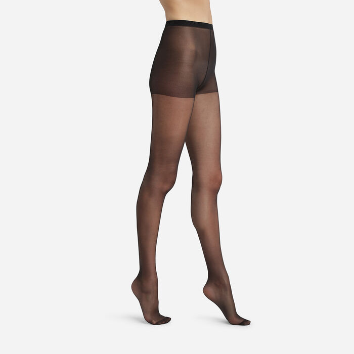 Noir Sublim Voile Brillant Pack of 2 women's tights with satin skin effect, , DIM