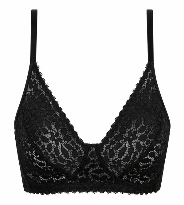 Triangle bra Wireless floral pattern in Black Daily Lace