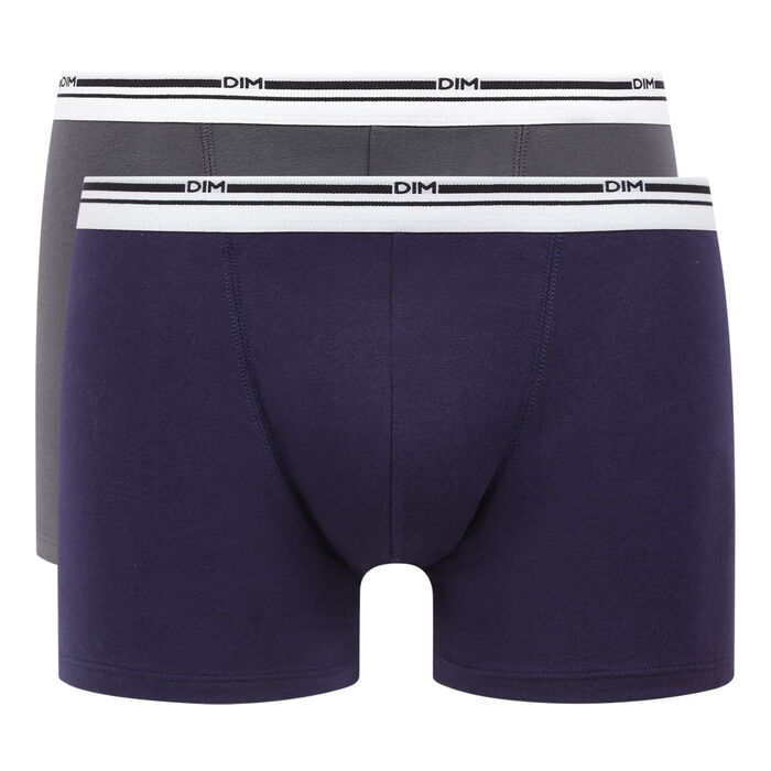 Pack of 3 men's Classic Colours stretch cotton boxers in Blue and Grey, , DIM