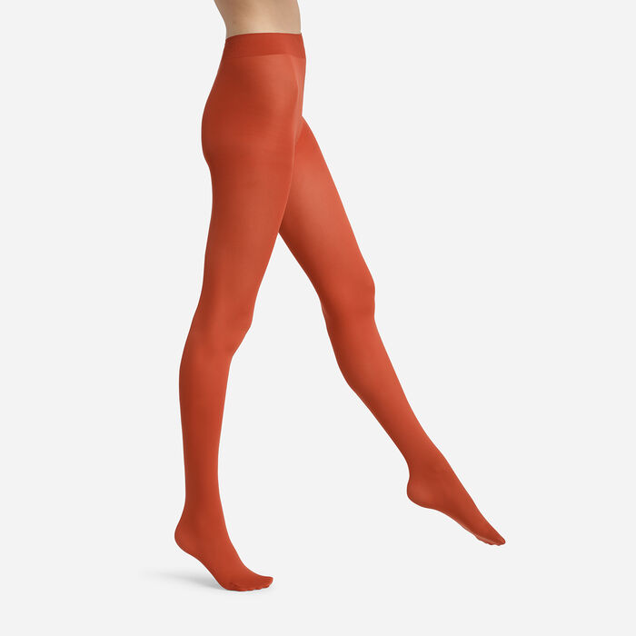 Women's 40d Dim Style Red Ochre opaque tights with a velvet effect, , DIM