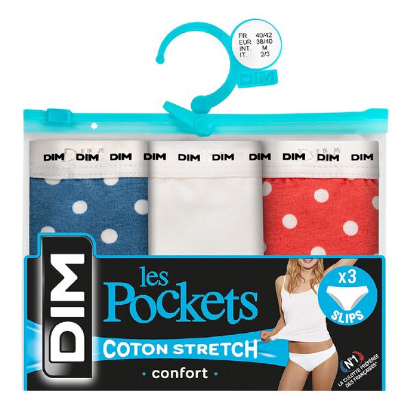 3 pack briefs with polka dots retro print Les Pockets Coton Stretch Dim