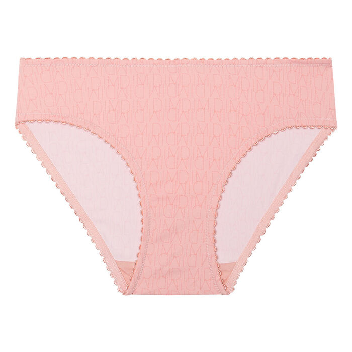 Dim Touch girls' blush pink microfibre briefs with scalloped waistband, , DIM