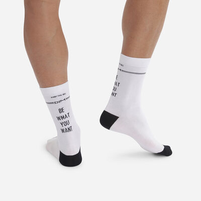 Men's cotton sock with White Black Dim Originals inscriptions, , DIM