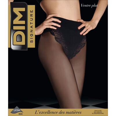 Black DIM Signature Ventre Plat 20 tummy-flattening tights, , DIM