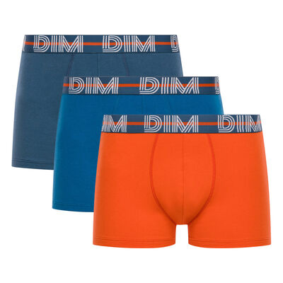 Pack de 3 bóxers azules y naranja algodón elástico - Dim Powerful, , DIM