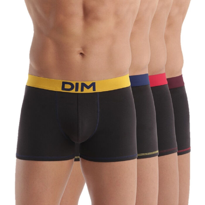 Pack of 4 cotton trunks with colorful waistband Mix and Colors, , DIM
