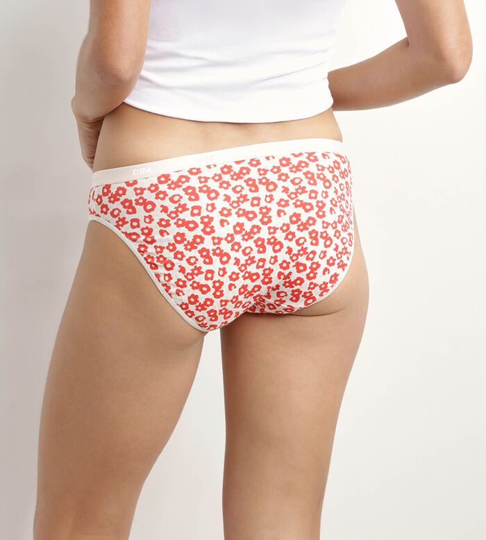 Pack of 5 women's briefs in floral stretch cotton in Red Rose Les Pockets, , DIM