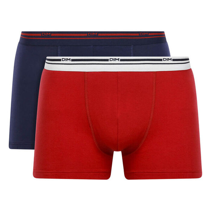 2 Pack stretch cotton trunks Lava Red and Denim Blue Daily Colors, , DIM