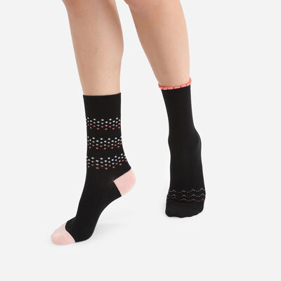 Набор из 2-х пар женских носков с шевронным принтом Black Cotton Style, , DIM