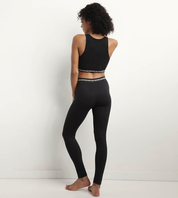 Black seamless women's leggings in ribbed fabric Dim Icon Seamless