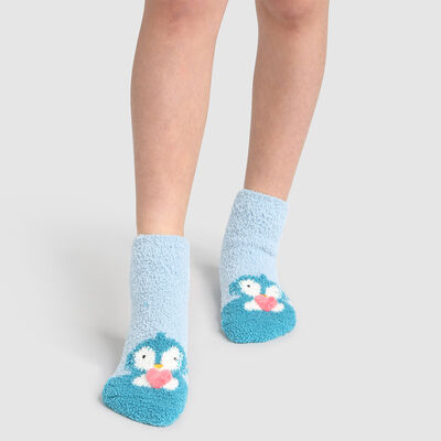 Calcetines para niños antideslizantes estampado pingüino 3D azul Kids Cocoon, , DIM
