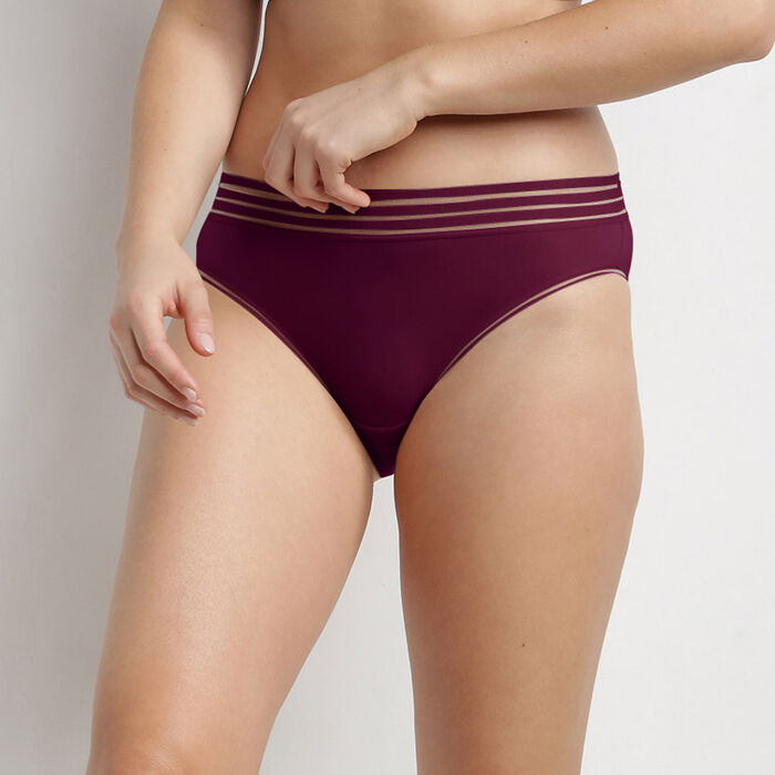 Oh My Dim's nude purple second skin high-waisted microfibre knickers, , DIM