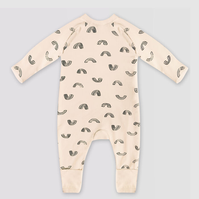 Vanillefarbener Baby-Pyjama mit Reißverschluss und Regenbögen aus Bio-Baumwolle - DIM ZIPPY®. , , DIM