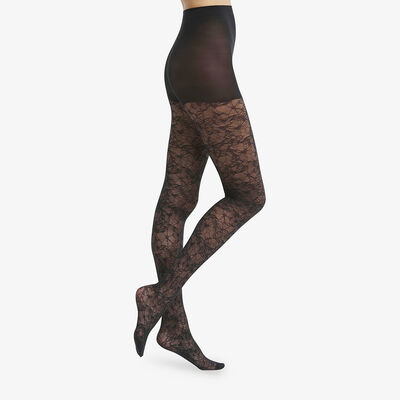 Dim Style Women's Black Sheer Veil Tights in Butterfly Lace, , DIM