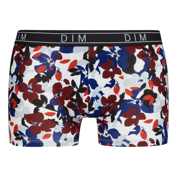 Men's boxers shorts in stretch cotton with hibiscus print Dim Fancy, , DIM