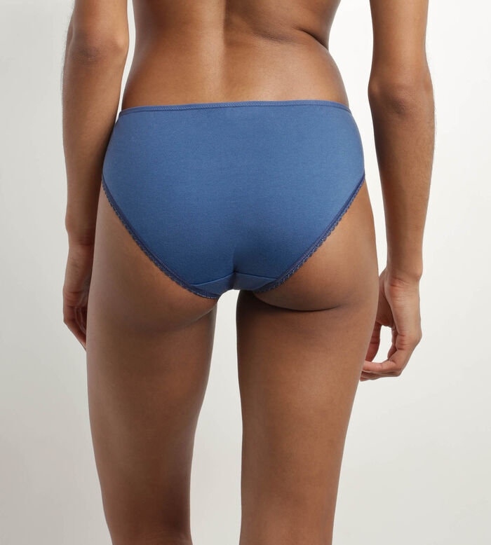 Women's briefs in organic cotton and plumetis tulle in Cloudy Blue Generous, , DIM