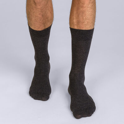 Pack of 2 pairs of charcoal X-Temp socks for men, , DIM