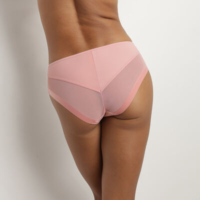 Women's Old Pink Generous Dim microfibre and tulle knickers, , DIM