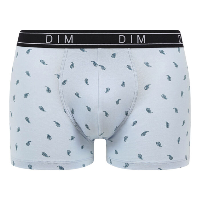 Dim Fancy Men's stretch cotton boxer shorts with blue paisley, , DIM
