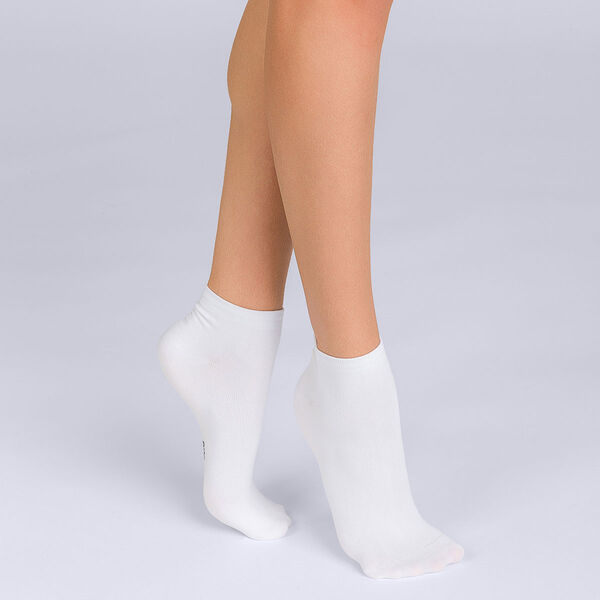 Lote de 2 calcetines bajos cortos blancos Skin para mujer