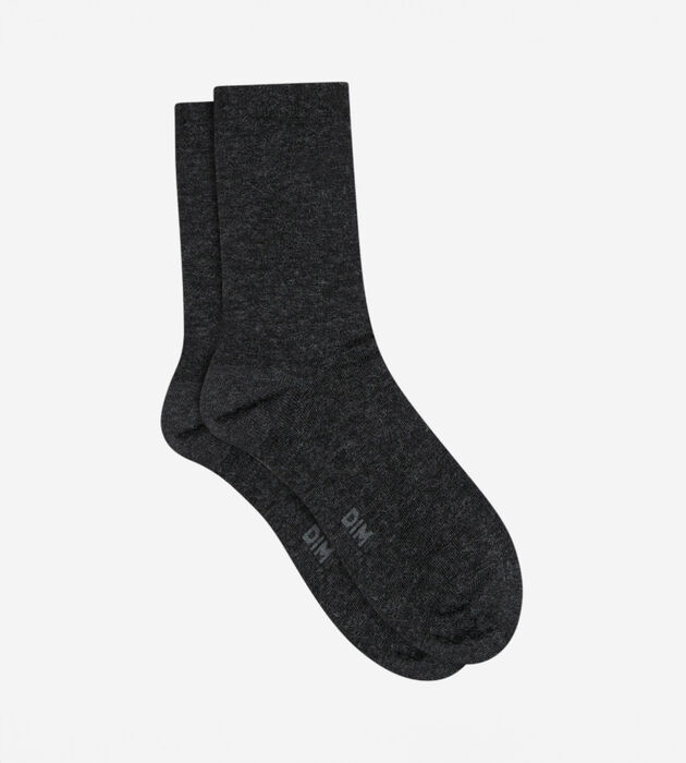 Plain charcoal socks in soft wool for women, , DIM