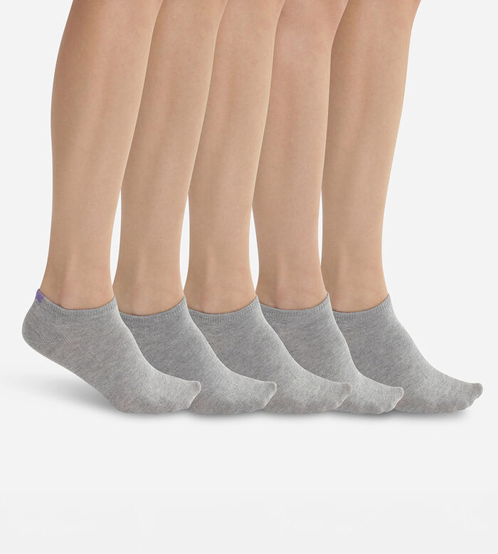 Pack of 5 pairs of women's socks grey with coloured markers EcoDim, , DIM