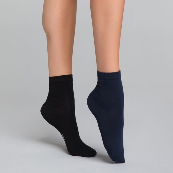 Pack de 2 pares de calcetines bajos negros de algodón mujer