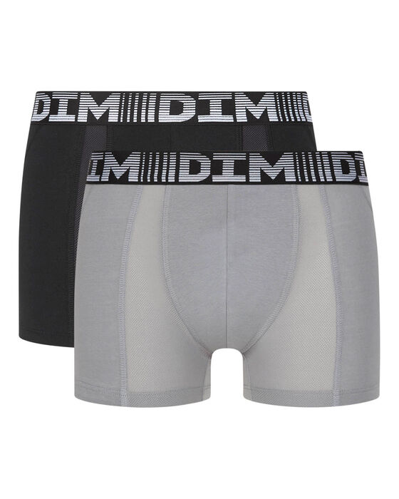 3D Flex Air Pack of 2 men's black-pearl grey anti-perspirant boxers, , DIM