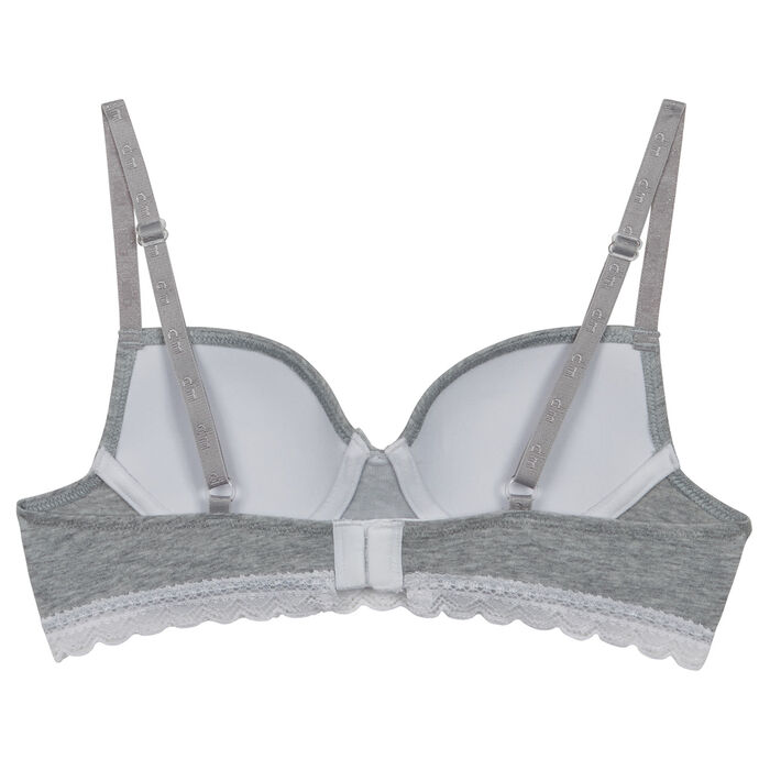 Dim Trendy girls' grey stretch cotton moulded cup bra, , DIM