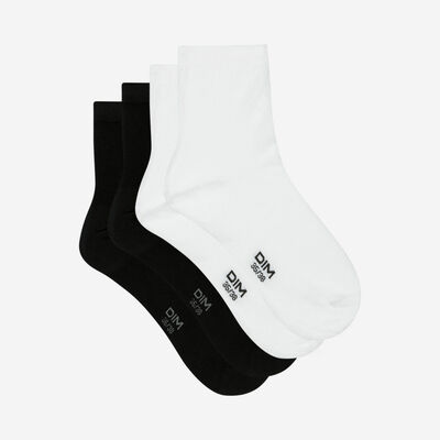 Pack de 2 pares de calcetines bajos de algodón blancos y negros, , DIM